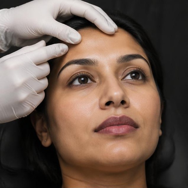 AI-generated illustration: Forehead assessment illustration; not a patient result