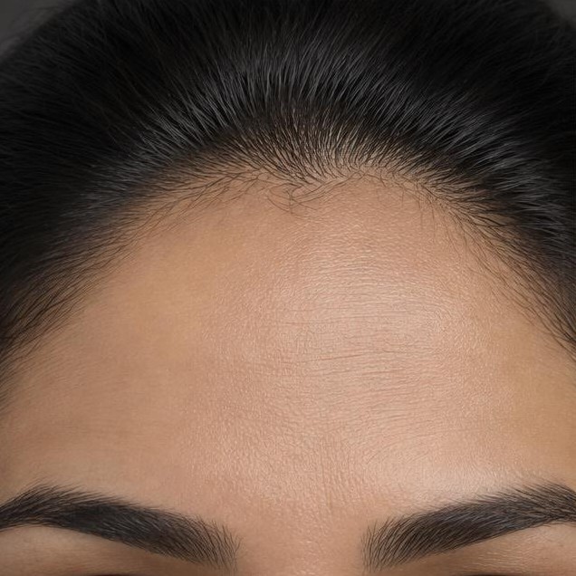 AI-generated illustration: Forehead and eyebrows; not a patient result