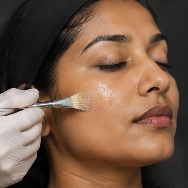 AI-generated illustration: Illustration of a brush applying a skin solution; not a patient result