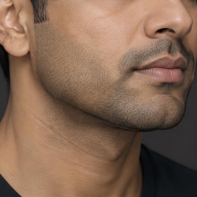 AI-generated illustration: Chin and jaw definition; not a patient result